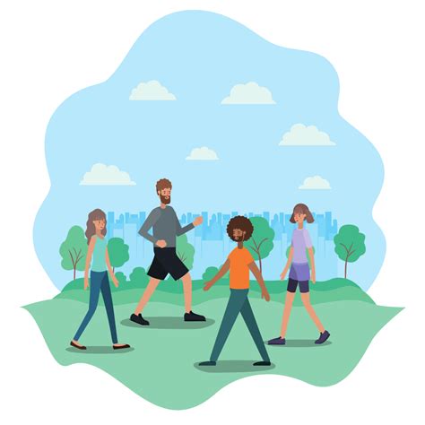 Group Walking Exercise Clip Art