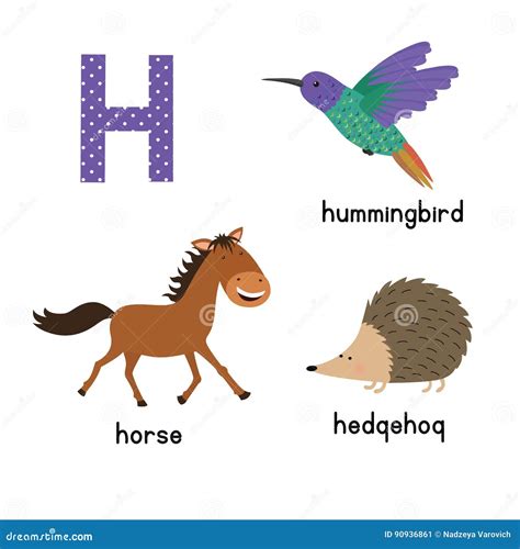 Hedgehog. H Letter. Cute Children Animal Alphabet In Vector. Fun ...