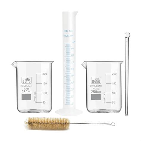 Bello Borosilicate Glass 3.3 Beaker 250ml 2Pcs Glass Stirring Rod ...