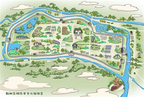 【荆州古城文化旅游区】手绘地图定制设计_手绘地图-站酷ZCOOL