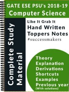 IES GATE PSU`S (2019) COMPUTER SCIENCE Top Rankers Hand Written Notes ...