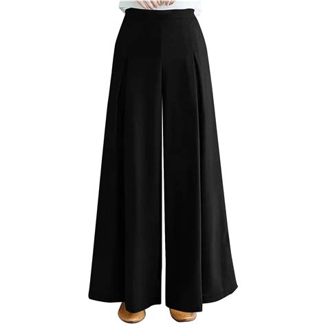 ShomPort Women's Palazzo Pants Summer Dressy Back Elastic High Waist ...