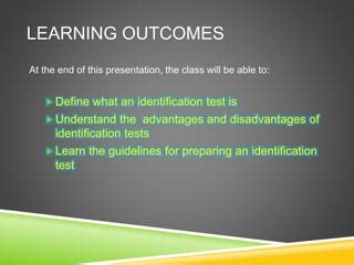 Image result for Identification Type of Test Example