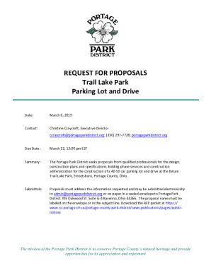 Fillable Online REQUEST FOR PROPOSALS Trail Lake Park Parking Lot and ...
