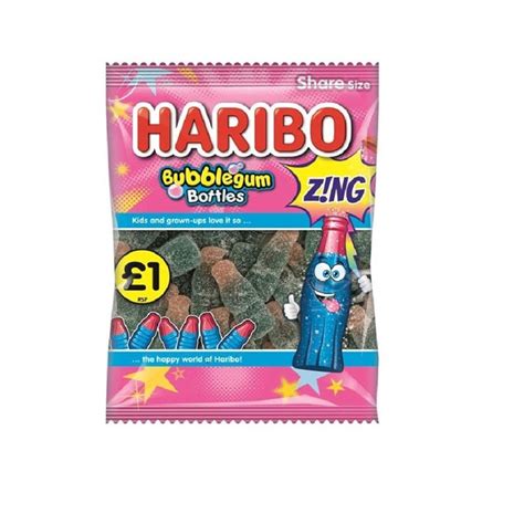 Haribo Bubblegum Bottles Zing Bag 176g – glamshow