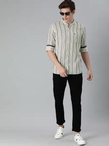 WROGN Men Striped Casual White Shirt - Buy WROGN Men Striped Casual ...