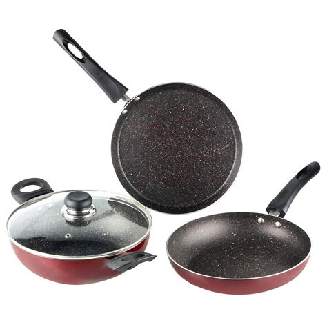 Buy Vinod Supreme Non-Stick 3 Pcs Cookware Set of 25cm Diameter Dosa ...
