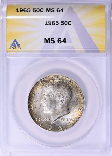 1965 Kennedy Half Dollar ANACS MS-64 (Toned) (Item 1869122 ...