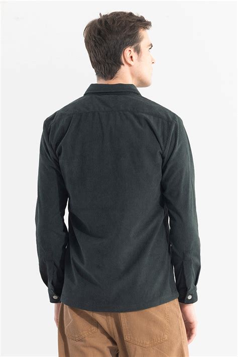 Buy Men's Softline Corduroy Green Overshirt Online | SNITCH