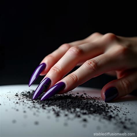 Ultrarealistic Purple Nailed Hand | Stable Diffusion Online