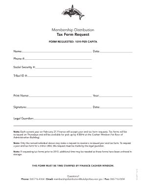 Fillable Online Year End Tax Form Request Form - Tulalip Tribes Fax ...