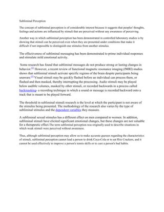 Image result for Subliminal Perception Examples