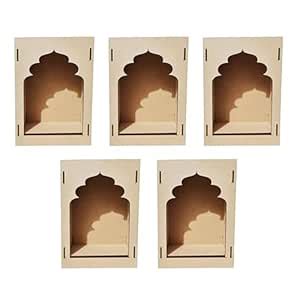 LET'S DIY Unfinished Wood MDF Jharokha Wall Decor Kit - Plain Box ...
