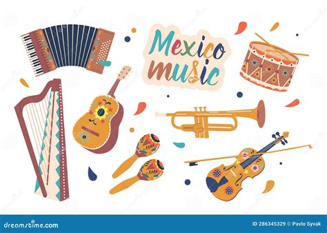 Set of Mexican Musical Instruments Mariachi Trumpet, Vihuela or ...