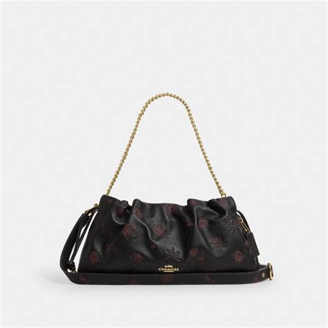 Coach Faye Large Shoulder Bag With Floral Print Im Black Wine Multi ...