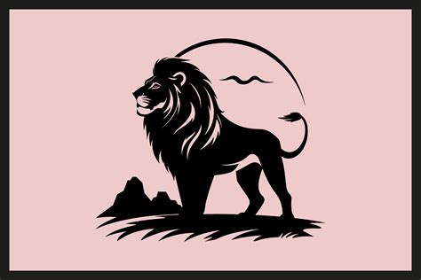 Contour Clipart Lion Lion Sitting Logo Black Outlines Vector