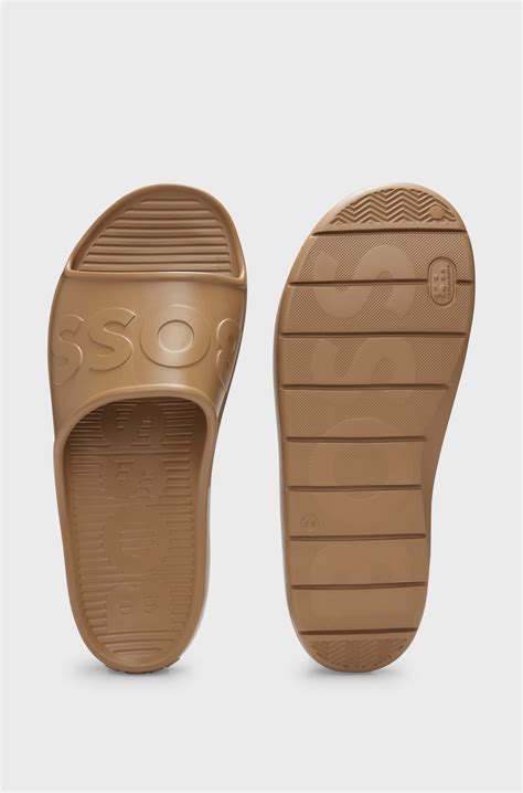 BOSS - Lightweight EVA slides with logo strap - Beige