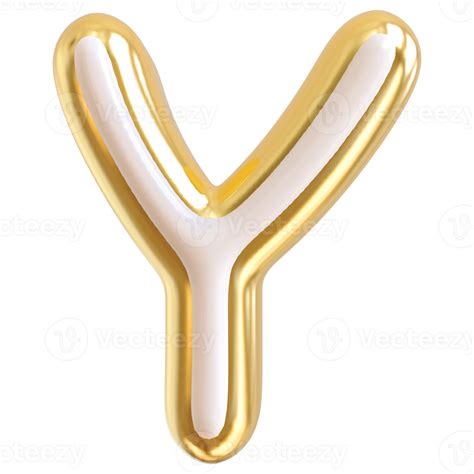 Gold bubble letter Y font 3d render 36304979 PNG