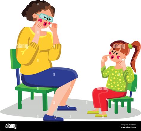 Speech Therapist Teaching Letter Small Girl Vector Stock Vector Image ...