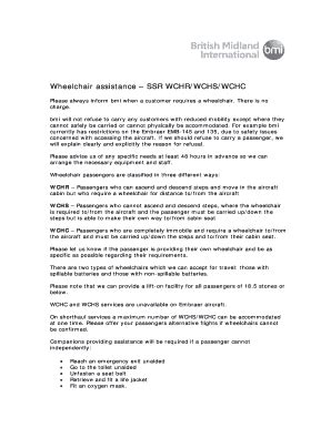 Fillable Online Wheelchair assistance SSR WCHR/WCHS/WCHC Fax Email ...