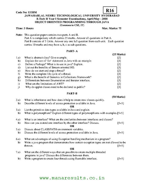 Java - Previous Year Exam Paper for OOP (Code: 133BM) - Studocu