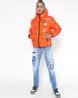 Buy Dsquared2 DSQ Puffer Jacket with Hoodie | Orange Color Men | AJIO LUXE