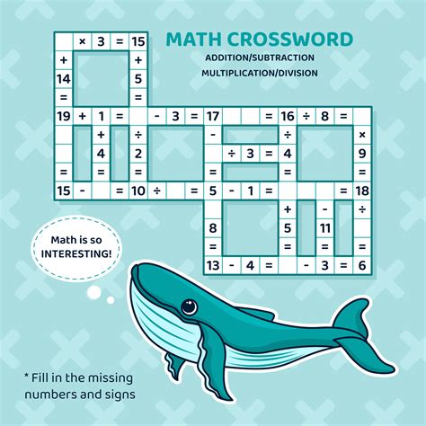 Math Crossword puzzle for children. Addition, subtraction ...