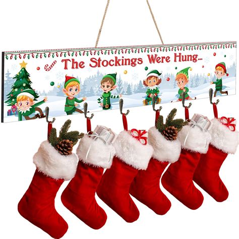 Capoda Christmas Stockings Holder Stand Wooden Xmas Stocking Hanger ...