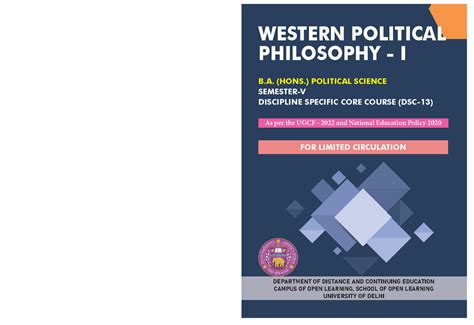 Western Political Philosophy - I (DSC-13) Semester V Syllabus and Notes ...