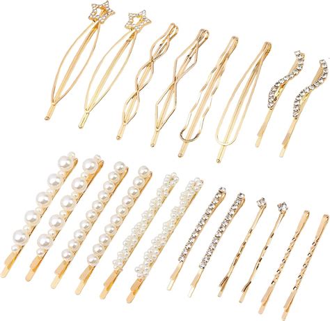 Amazon.com : 15 Pieces Rhinestone Hair Clips Metal Rhinestone Hair Pins ...