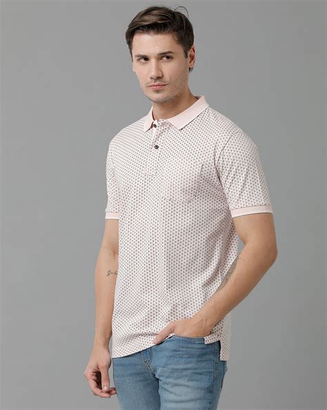 Classic Polo Men's Cotton Half Sleeve Printed Slim Fit Polo Neck Pink