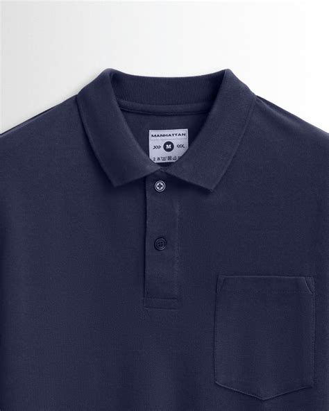 Cotton Polo Full Sleeve Unisex Navy Pocket – Pitshirts