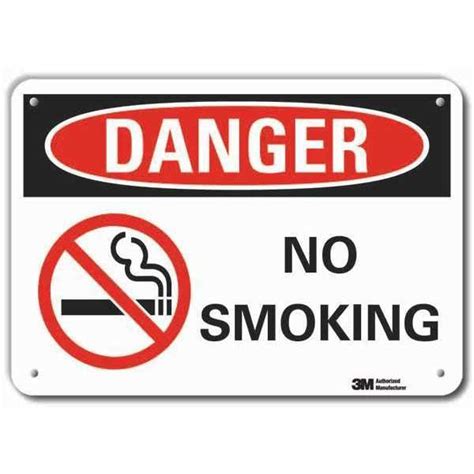 Lyle No Smoking Sign, 10" H, 14 in W, Horizontal Rectangle, English ...