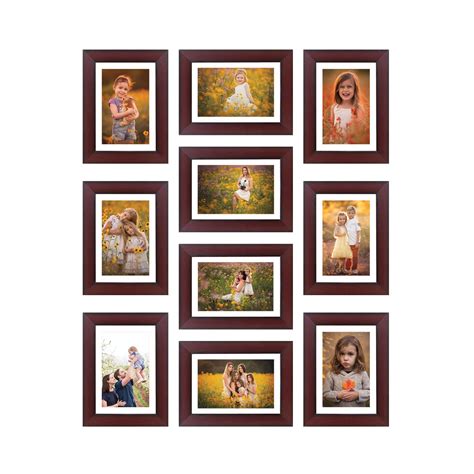 Amazon Brand - Solimo Collage Set of 10 Rosewood Photo Frames (6 X 8 ...