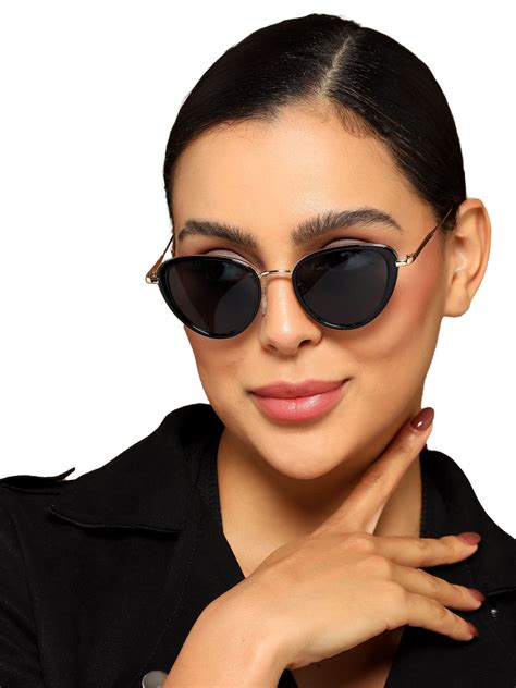 Eyejack Black & Golden Cateye Sunglasses for Women (9435CL1103 ...
