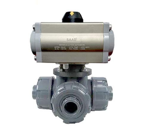 Pneumatic Actuator Operated Three Way UPVC Ball Valve