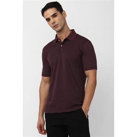 Buy Peter England Men Maroon Solid Polo Neck Polo T-Shirt Online