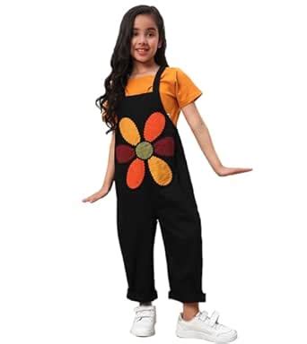 Bugandbees Patch Work Cotton Poplin Jumpsuit for Girls|Straps Shoulder ...