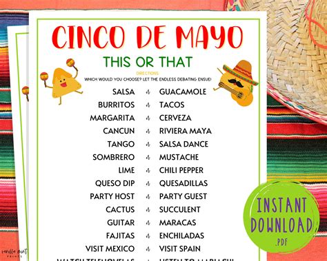 Cinco De Mayo This or That Game | Mexican Party Games | Fun Cinco De ...