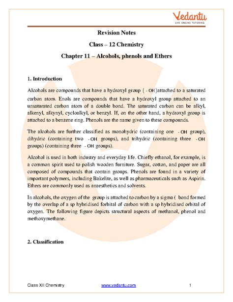 Alcohols, Phenols and Ethers Class 12 Notes CBSE Chemistry Chapter 11 ...