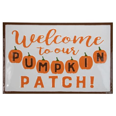 20" Orange & White Welcome to Our Pumpkin Patch Metal Wall Décor ...