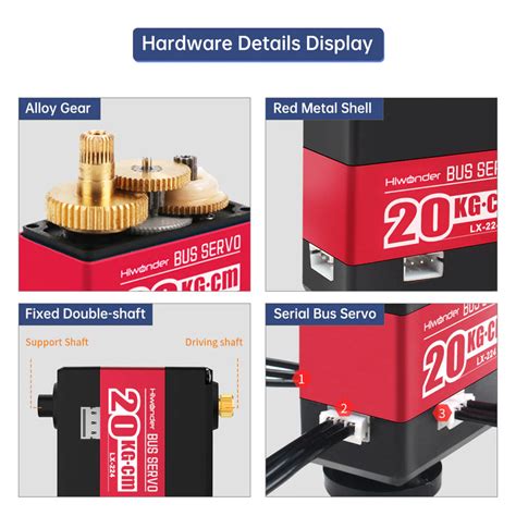 Hiwonder LX-224 Serial Bus Servo with Three Connectors /20KG Large Tor ...