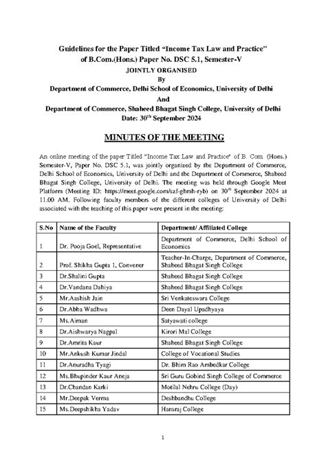 Guidelines for Income Tax Paper DSC 5.1 - Meeting Minutes - Studocu