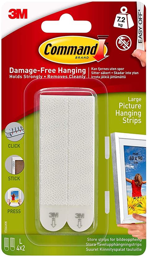 Command 17206-ES Heavy Duty, Holds 16 lbs Picture Hanging Strips, 4 ...