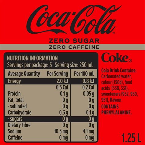 Coca - Cola Caffeine Free Zero Sugar Soft Drink Bottle 1.25l | Woolworths