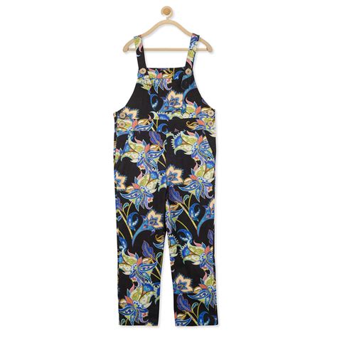 Olele® Girls Floral Printed Dungarees 2-12 Yrs | Printed Jumpsuit for ...