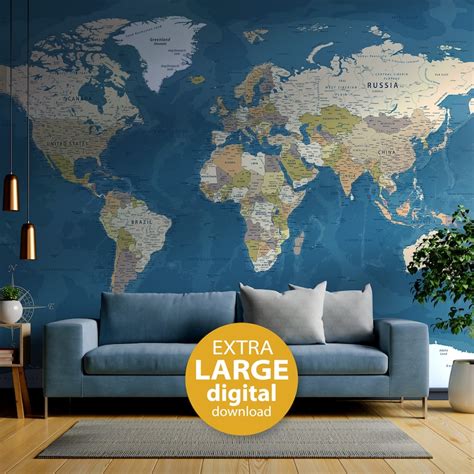 Detailed World Map Print 的图像结果