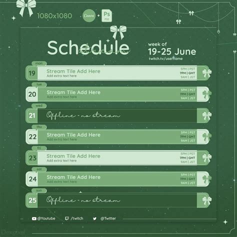 Customizable Stream Schedule Templates for Creators - Dexpixel