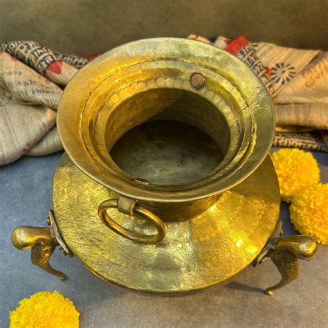 Ambi Hand Crafted Vintage Pure Brass Water Pot with Bird-Form Legs & R