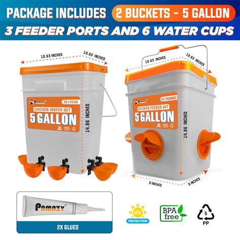 Snapklik.com : 5-Gallon/44 Pounds Automatic Chicken Feeder & Waterer Set